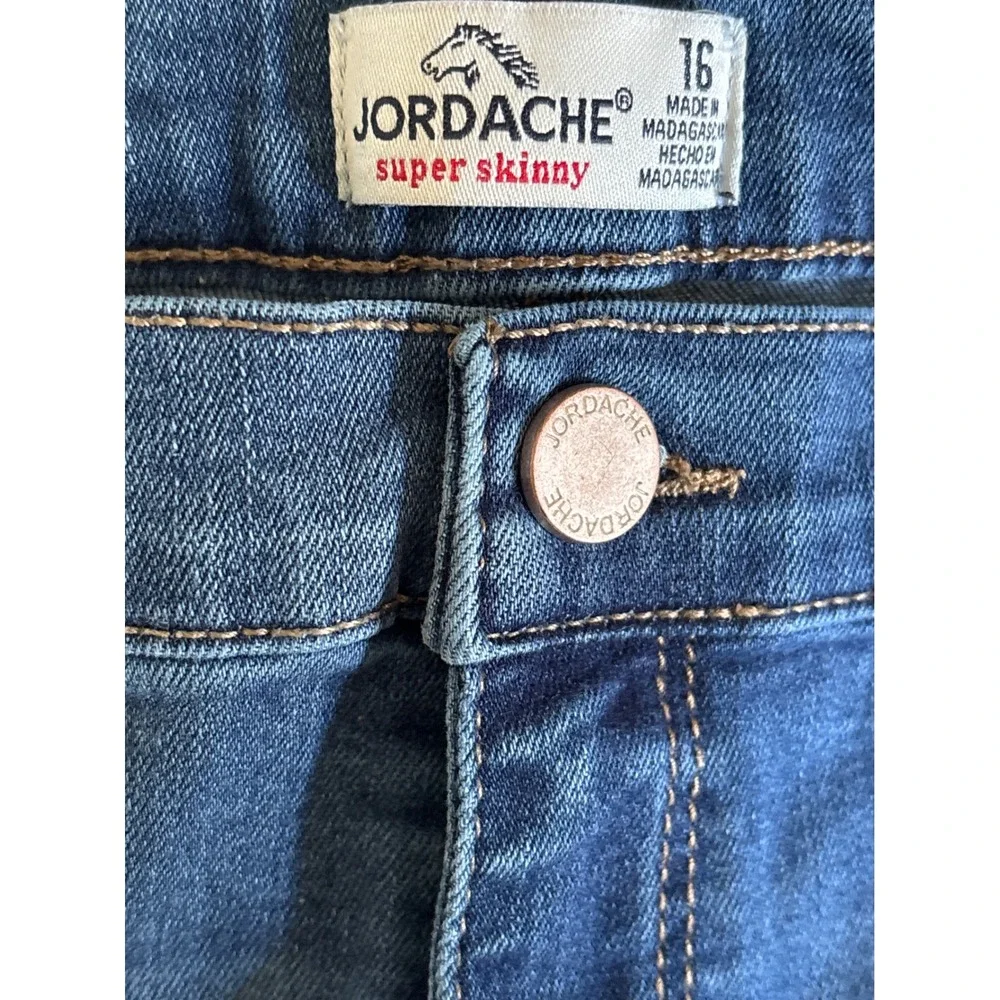 Jordache Girls Super Skinny Distressed Blue Denim Jeans Size 16‎ Medium Wash